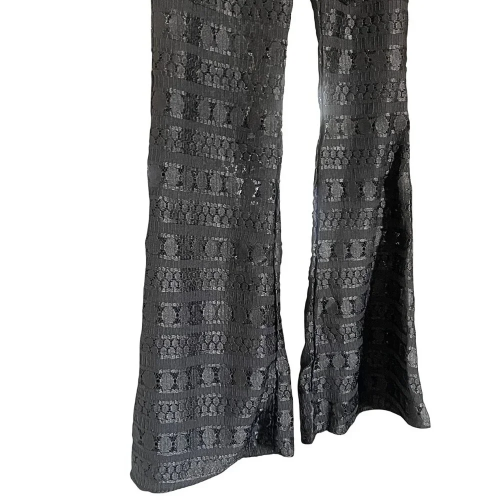 Mustard Seed Flared Leg Side Pocket Stylish Fully Embellished Lace Pants S - Picture 7 of 8